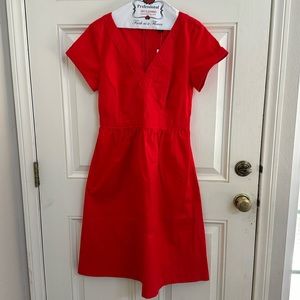 J Crew Short Sleeve Midi Dress Bright Cerise Red
